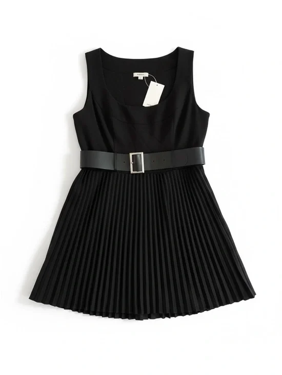 Maeve by Anthropologie Pleated Mini Dress Black Onyx Size Large NWT - Picture 2 of 9